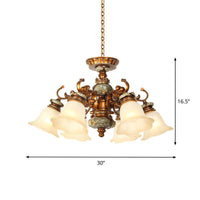 6/8 Bulbs Hanging Chandelier with Floral Shade Milky Glass - Rebooters