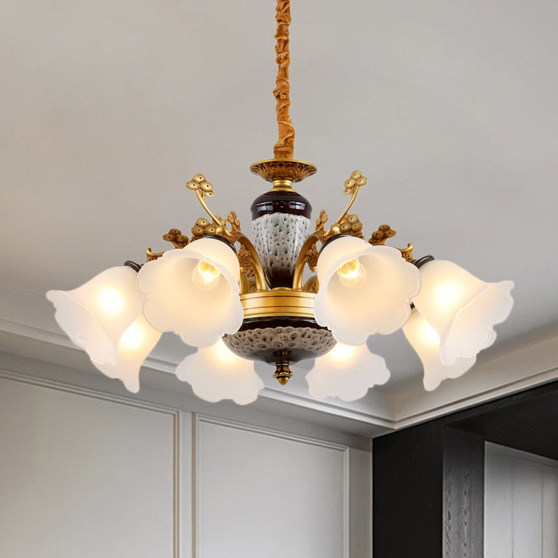 Antique Swooping Arm Chandelier Light Black-Gold Metal Lamp - Rebooters