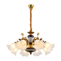 Antique Swooping Arm Chandelier Light Black-Gold Metal Lamp - Rebooters