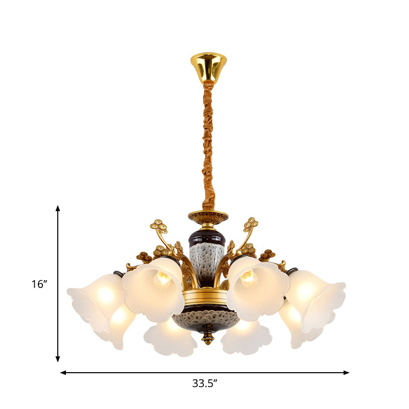 Antique Swooping Arm Chandelier Light Black-Gold Metal Lamp - Rebooters