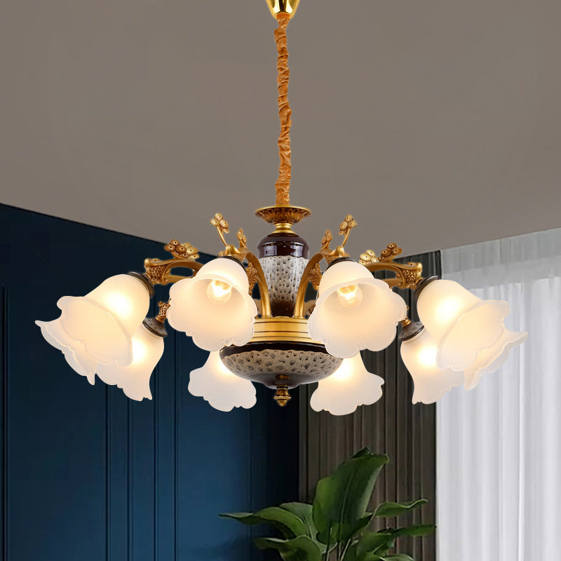 Antique Swooping Arm Chandelier Light Black-Gold Metal Lamp - Rebooters