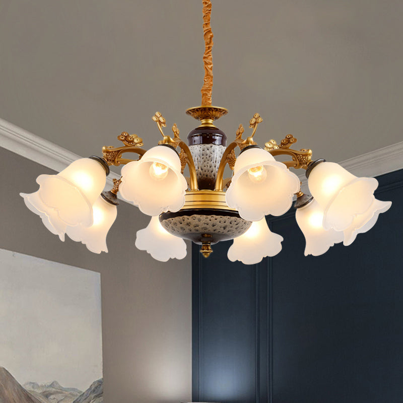Antique Swooping Arm Chandelier Light Black-Gold Metal Lamp - Rebooters