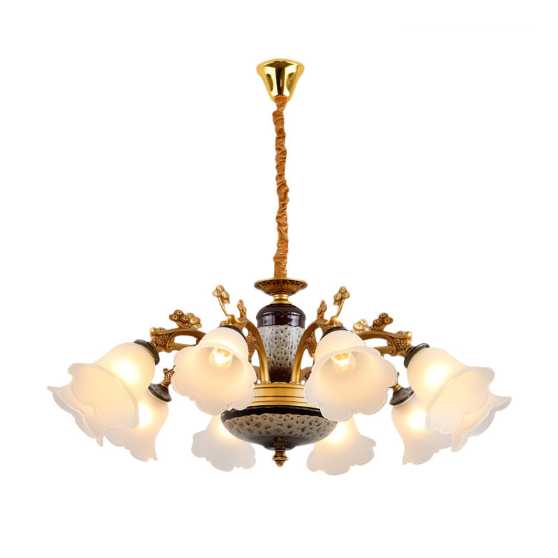 Antique Swooping Arm Chandelier Light Black-Gold Metal Lamp - Rebooters