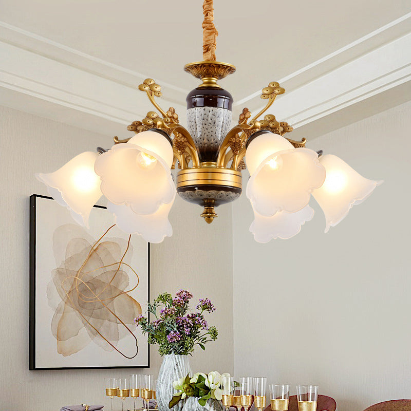 Antique Swooping Arm Chandelier Light Black-Gold Metal Lamp - Rebooters