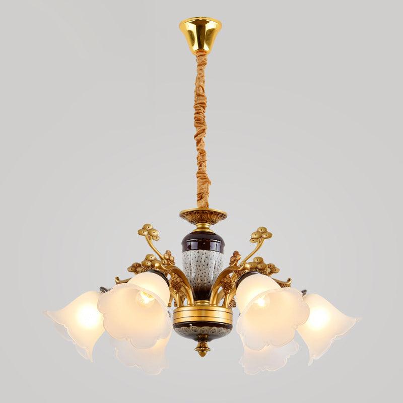 Antique Swooping Arm Chandelier Light Black-Gold Metal Lamp - Rebooters