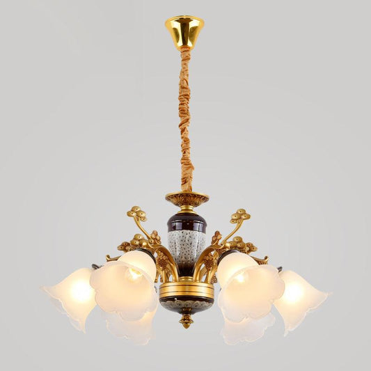Antique Swooping Arm Chandelier Light Black-Gold Metal Lamp - Rebooters
