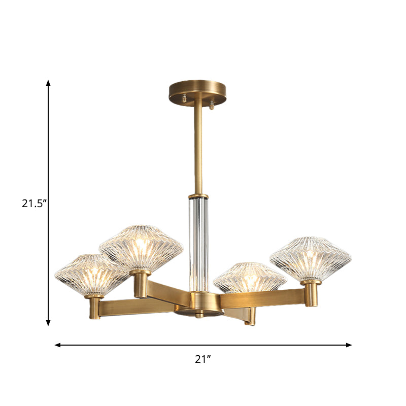 4/6 Bulbs Pendant Chandelier Traditional Rhombic Crystal Lighting - Rebooters