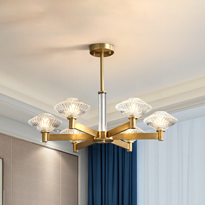4/6 Bulbs Pendant Chandelier Traditional Rhombic Crystal Lighting - Rebooters