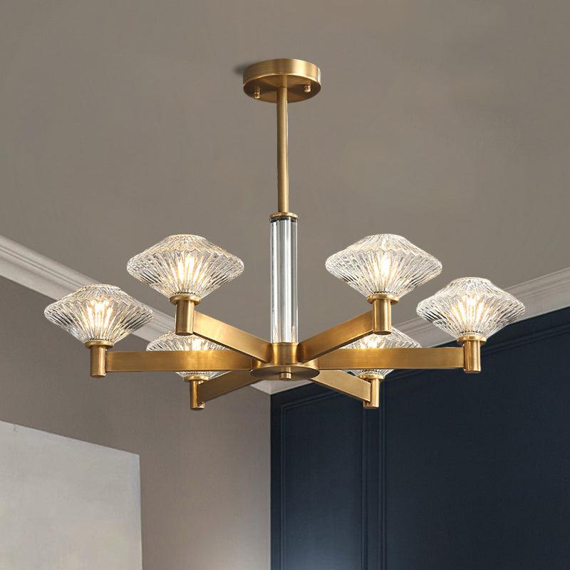 4/6 Bulbs Pendant Chandelier Traditional Rhombic Crystal Lighting - Rebooters