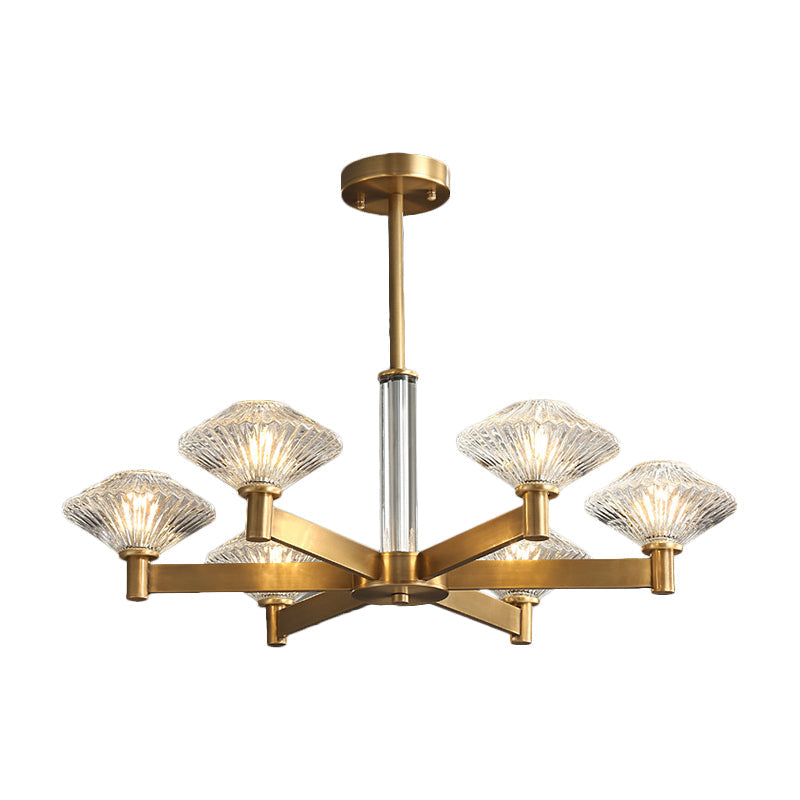 4/6 Bulbs Pendant Chandelier Traditional Rhombic Crystal Lighting - Rebooters