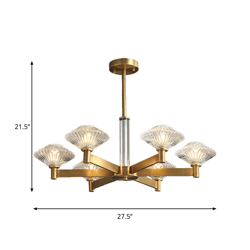 4/6 Bulbs Pendant Chandelier Traditional Rhombic Crystal Lighting - Rebooters