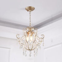 3 Heads Crystal Stands Chandelier Gold Curved Arms Lighting - Rebooters