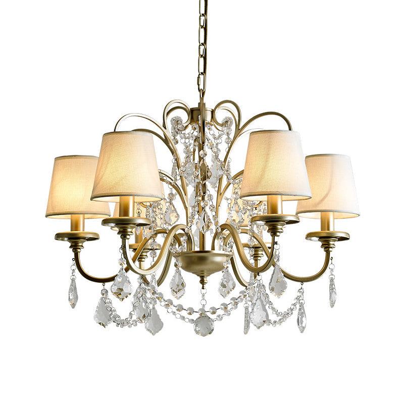 6 Heads Suspension Light with Tapered Crystal Stands Gold Chandelier - Rebooters