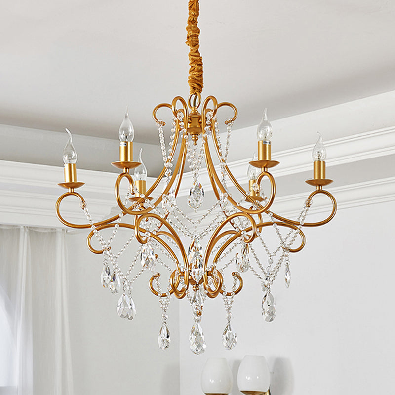 Crystal Stands Gold Suspension Lighting Raindrop Chandelier - Rebooters