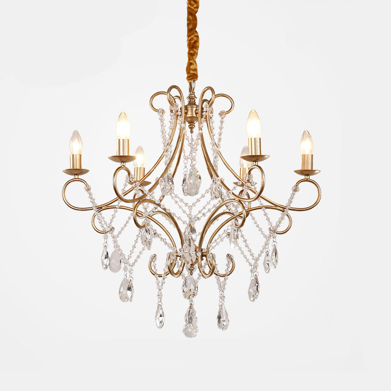Crystal Stands Gold Suspension Lighting Raindrop Chandelier - Rebooters
