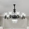 Black Tapered Hanging Ceiling Light Traditional Crystal 13 Heads Chandelier - Rebooters