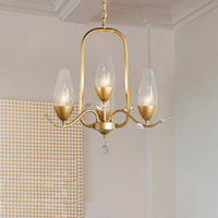 4 Bulbs Torpedo Pendant Chandelier Traditional Gold Crystal - Rebooters