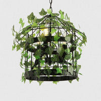3-Light Iron Ceiling Chandelier Industrial Green Fake Plant - Rebooters
