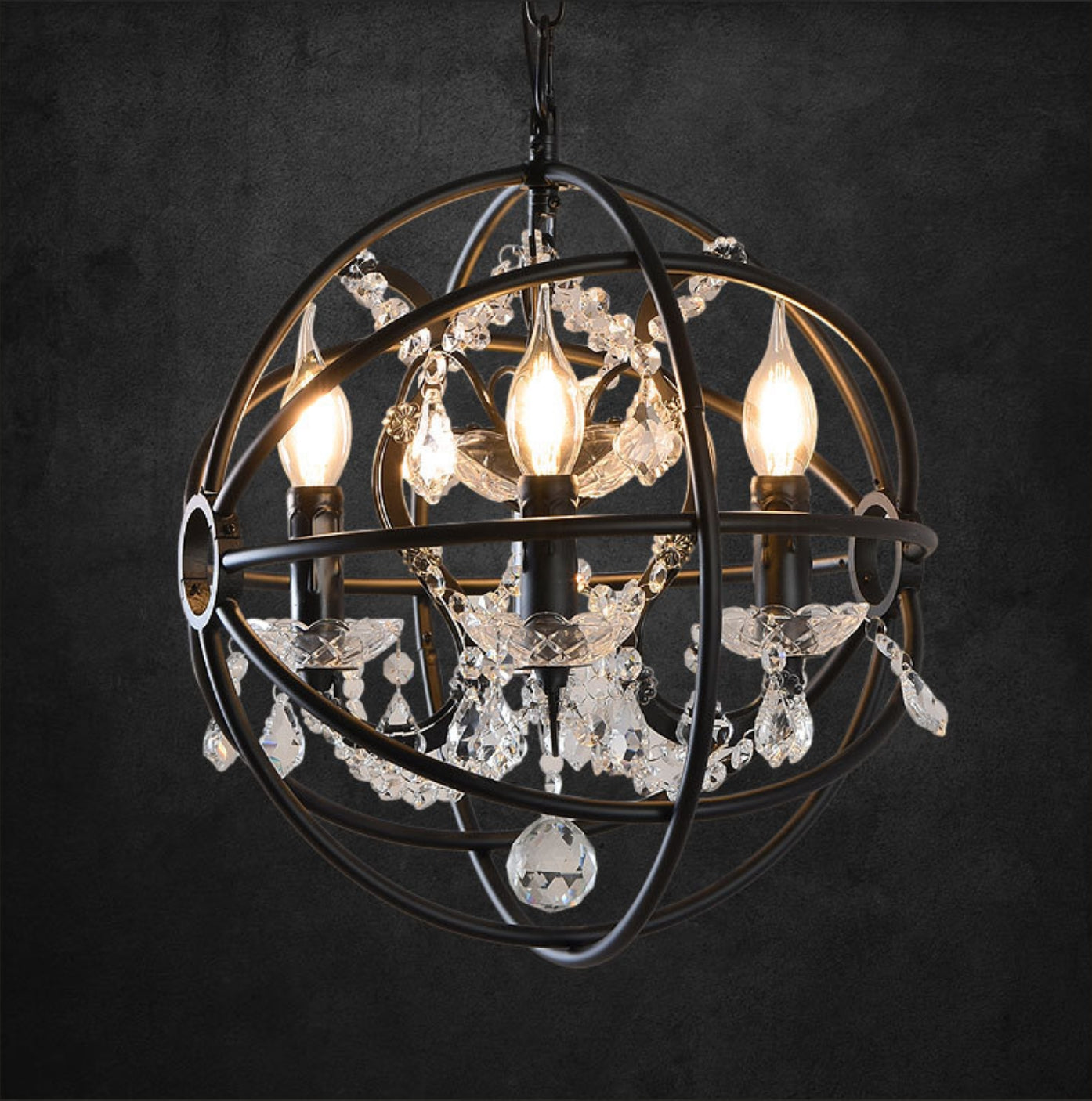 Wrought Iron Spherical Chandelier Pendant Rustic 4-Light - Rebooters