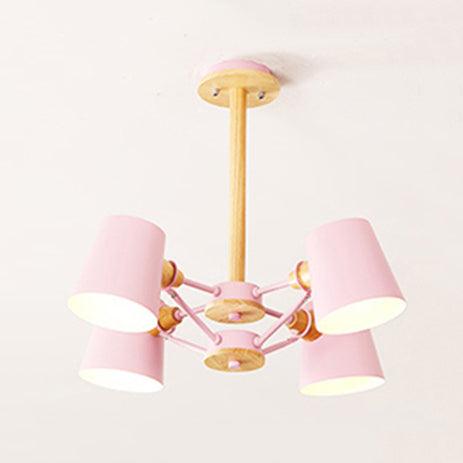 Bedroom Chandelier for Kids Wood Hanging Fixture Macaron - Rebooters