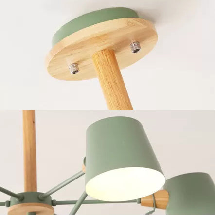 Bedroom Chandelier for Kids Wood Hanging Fixture Macaron - Rebooters