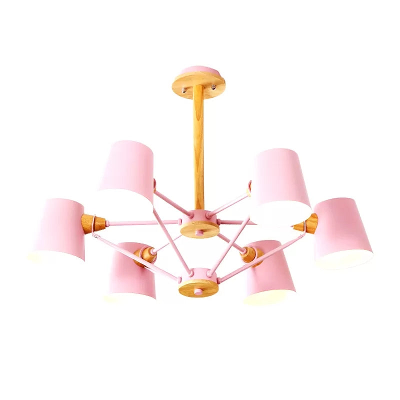 Bedroom Chandelier for Kids Wood Hanging Fixture Macaron - Rebooters