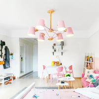 Bedroom Chandelier for Kids Wood Hanging Fixture Macaron - Rebooters