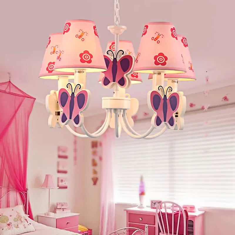 Pink Chandelier for Girls Room Adjustable Hanging Lamp - Rebooters