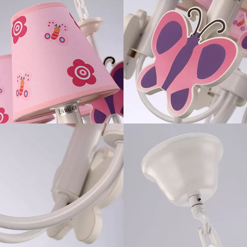 Pink Chandelier for Girls Room Adjustable Hanging Lamp - Rebooters