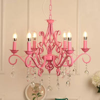 Bedroom Chandelier Ceiling Light for Girls in Pink Crystal - Rebooters