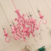 Bedroom Chandelier Ceiling Light for Girls in Pink Crystal - Rebooters