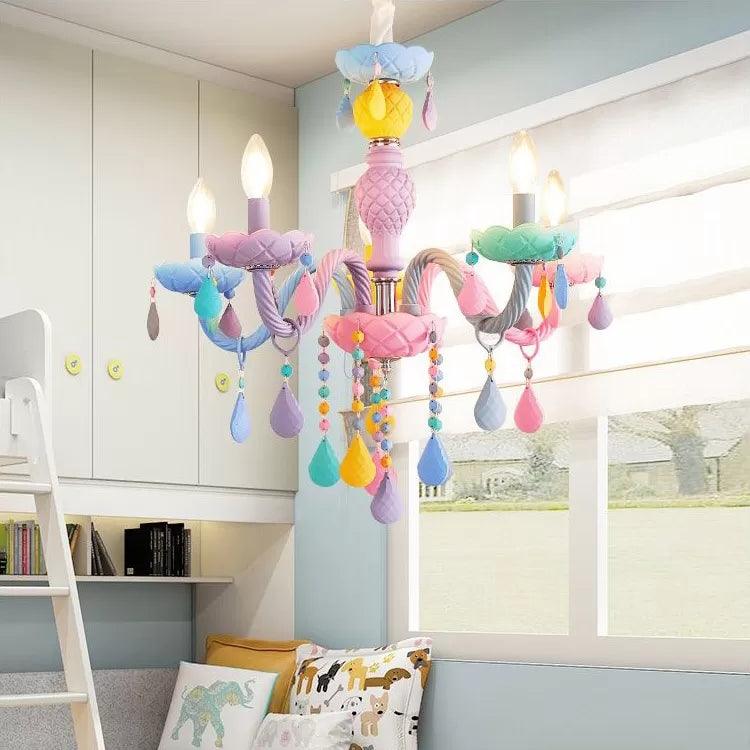Kids Chandelier Lamp for Girls Rooms Multicolor Pendant Light - Rebooters