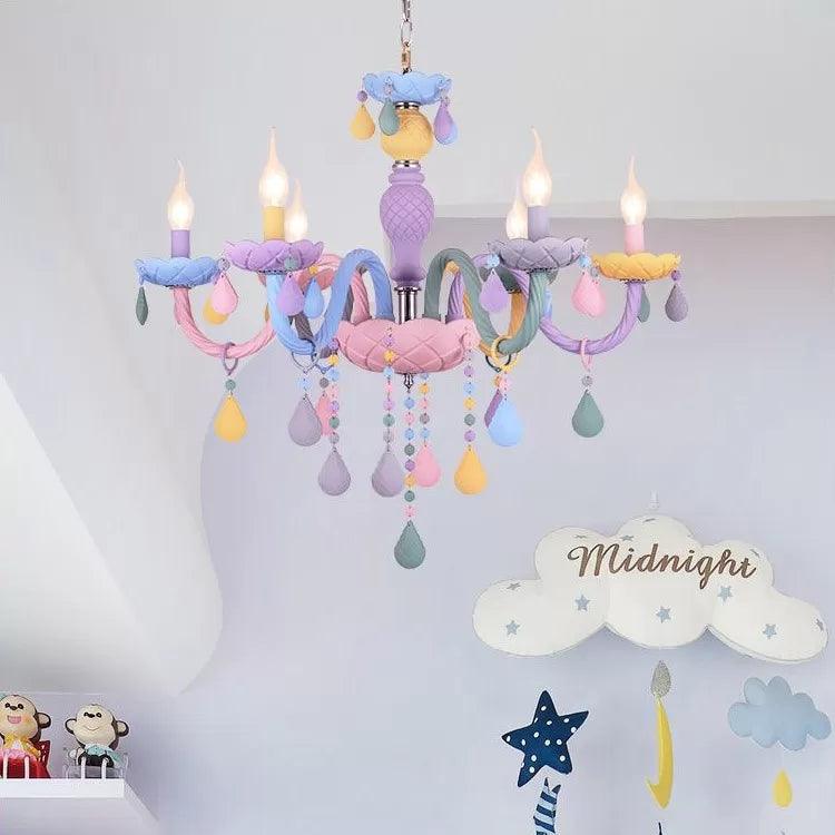 Kids Chandelier Lamp for Girls Rooms Multicolor Pendant Light - Rebooters