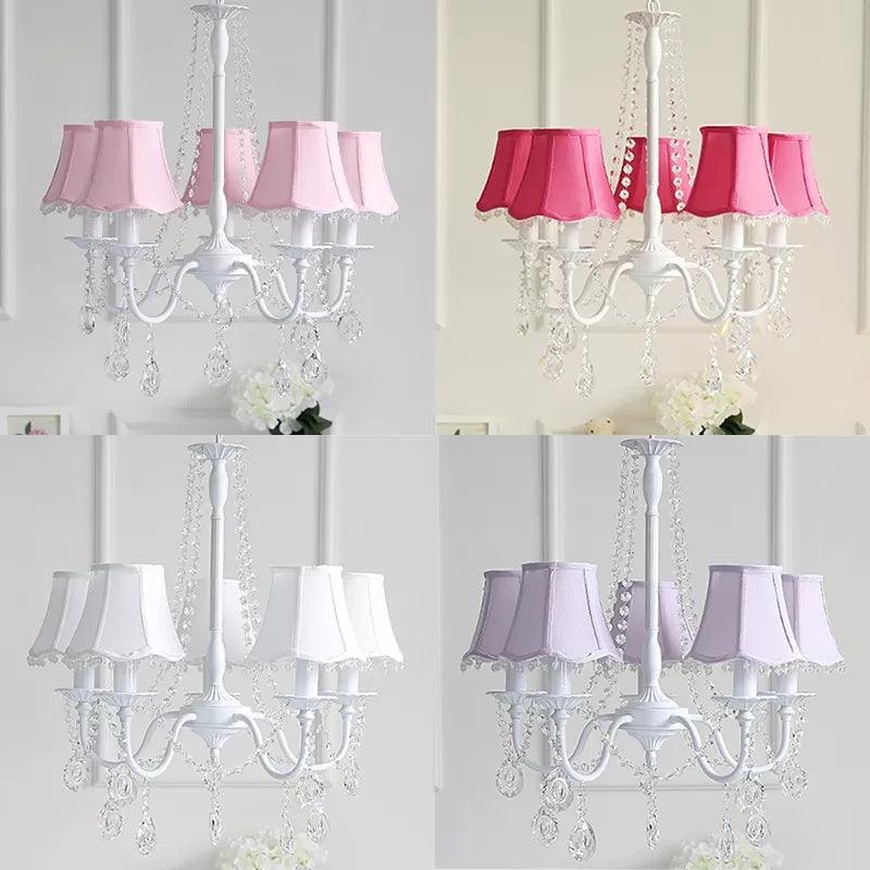 Baby Crystal Chandelier 5-Light Macaron Fixture 23.5 Inch - Rebooters