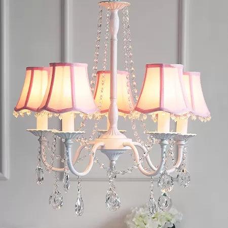 Baby Crystal Chandelier 5-Light Macaron Fixture 23.5 Inch - Rebooters
