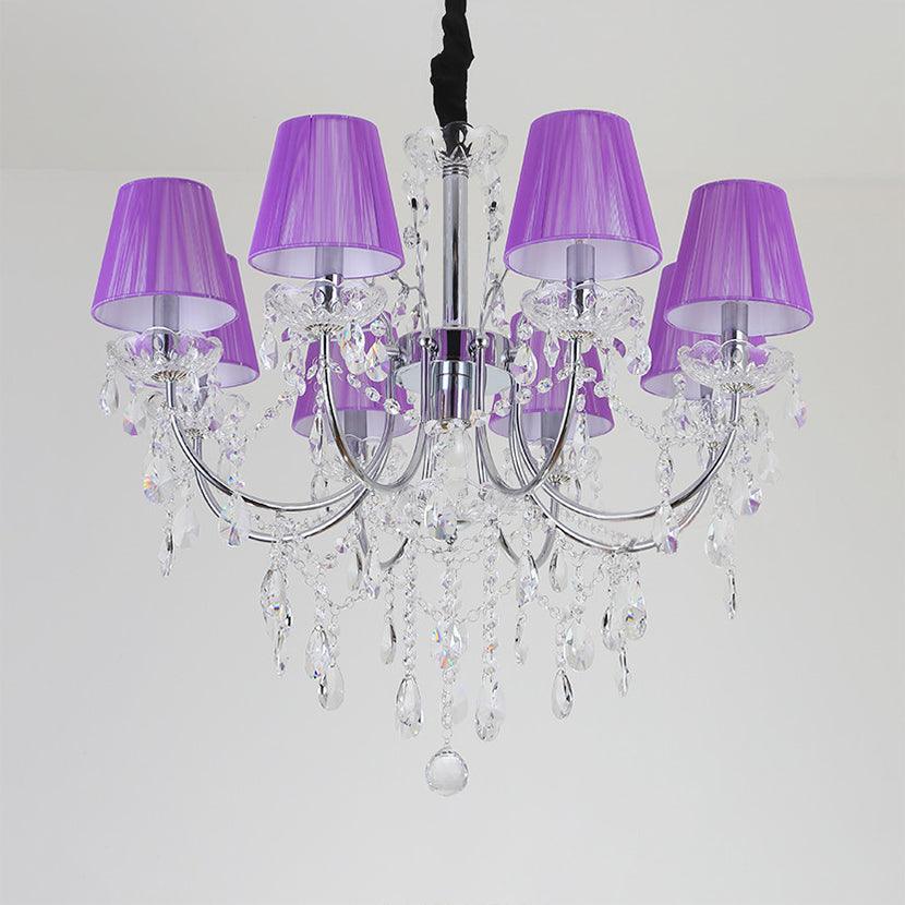 Kids Bedroom Lighting Crystal Chandeliers 8 Light Fabric Shade - Rebooters