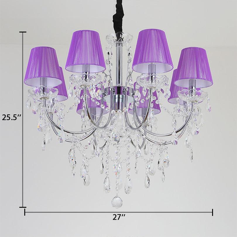 Kids Bedroom Lighting Crystal Chandeliers 8 Light Fabric Shade - Rebooters