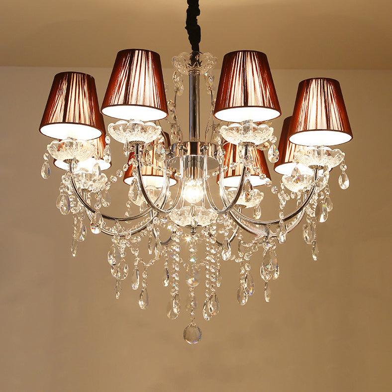 Kids Bedroom Lighting Crystal Chandeliers 8 Light Fabric Shade - Rebooters
