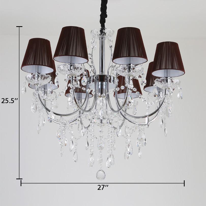 Kids Bedroom Lighting Crystal Chandeliers 8 Light Fabric Shade - Rebooters