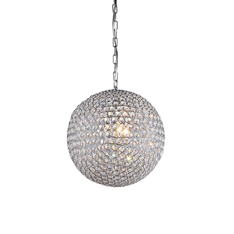 1/3/4/5-Light Bedroom Chandelier with Orb Crystal Shade Silver LED Pendant Lamp 6 8 12 Inch Diameter - Rebooters