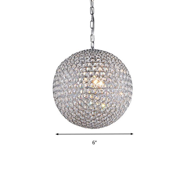 1/3/4/5-Light Bedroom Chandelier with Orb Crystal Shade Silver LED Pendant Lamp 6 8 12 Inch Diameter - Rebooters