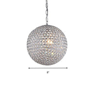1/3/4/5-Light Bedroom Chandelier with Orb Crystal Shade Silver LED Pendant Lamp 6 8 12 Inch Diameter - Rebooters