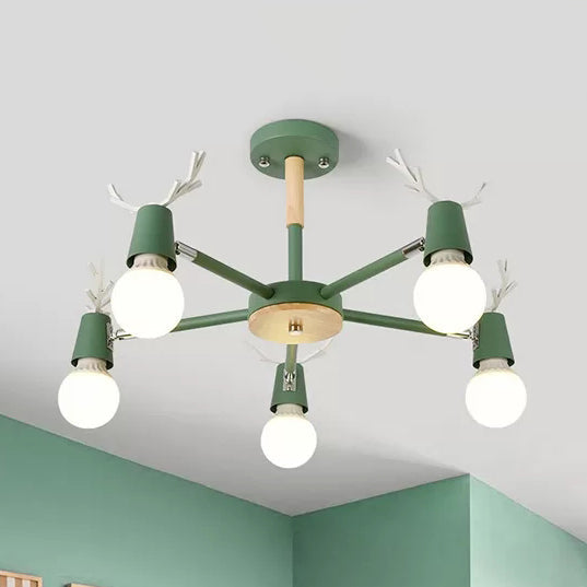 Bedroom Ceiling Lights Contemporary Glass Ball Semi Flush Light Fixture with Antler - Rebooters