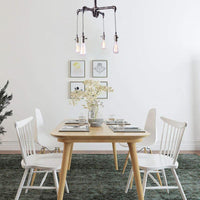 4 Bulbs Water Pipe Ceiling Light Rustic Stylish Antique Bronze Black Wrought Iron Chandelier Lamp - Rebooters