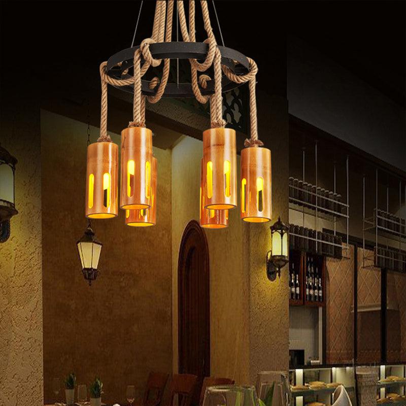 Bamboo Chandelier Lamp Lodge Style Multi Lights Pendant - Rebooters