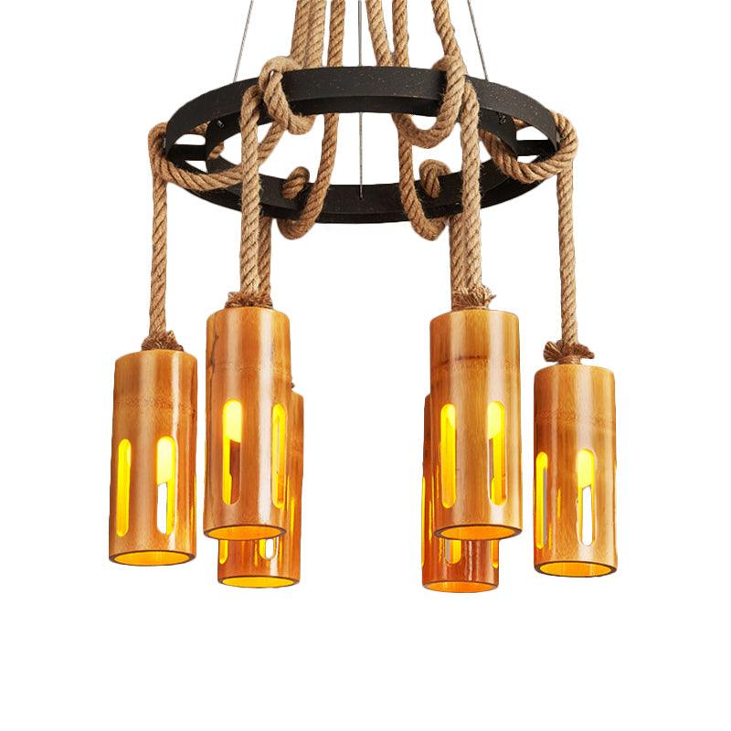 Bamboo Chandelier Lamp Lodge Style Multi Lights Pendant - Rebooters