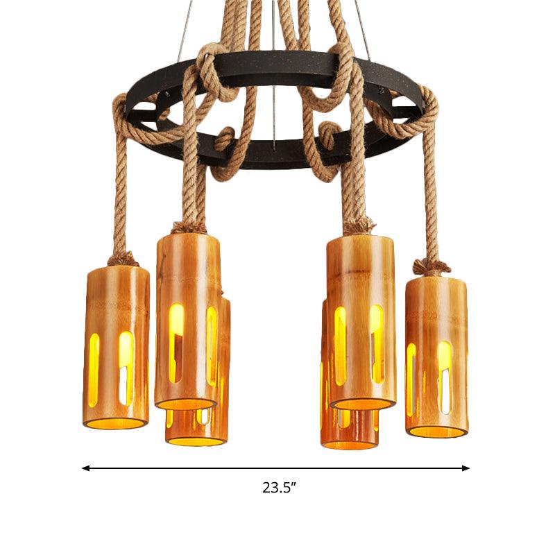 Bamboo Chandelier Lamp Lodge Style Multi Lights Pendant - Rebooters