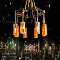Bamboo Chandelier Lamp Lodge Style Multi Lights Pendant - Rebooters