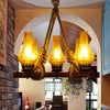 Yellow 5 Lights Pendant Lamp Country Stylish Rope Chandelier - Rebooters