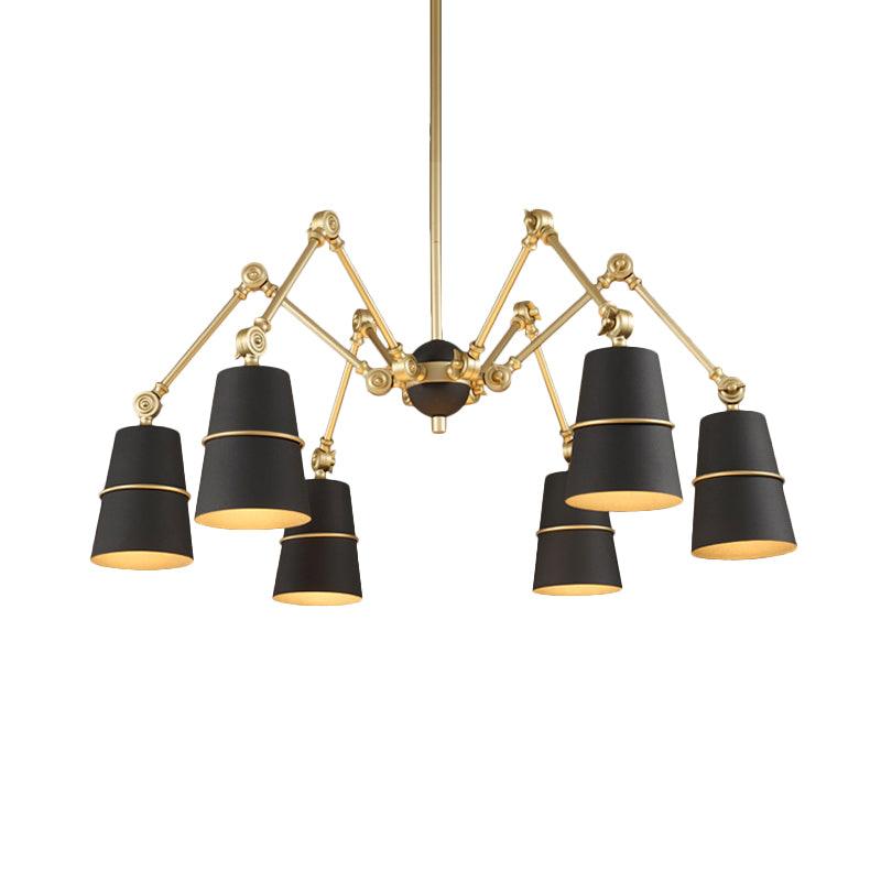 6 Lights Spider Chandelier Light with Cone Shade Retro Style - Rebooters